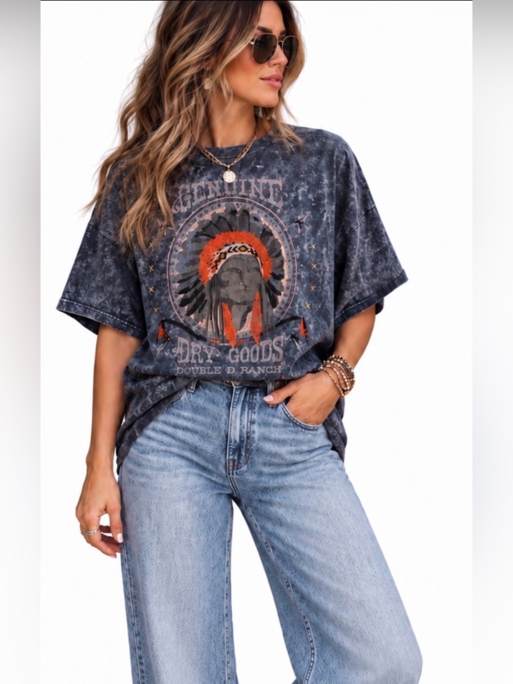 Double D Ranch Western Graphic Dolman Sleeve Tee – Size Large